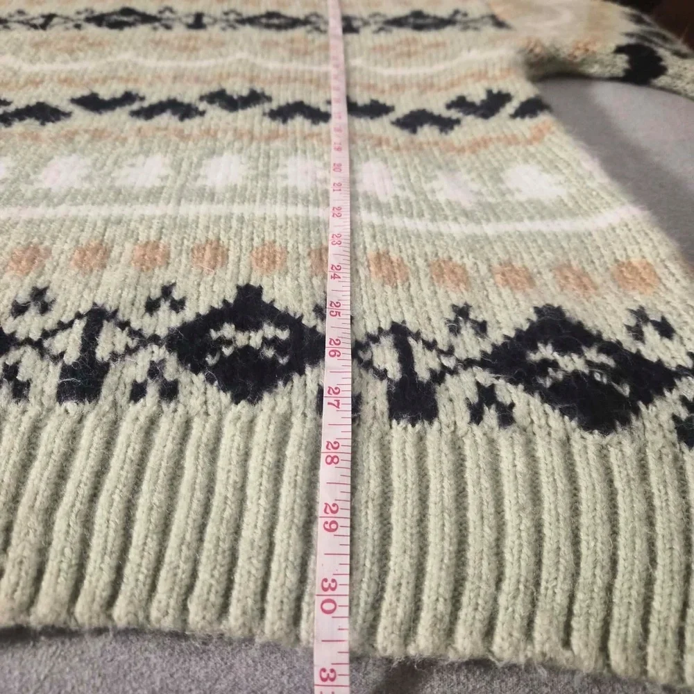 Anthropologie Fair Isle Nordic Scandinavian Mint Green Southwestern Long Sweater
